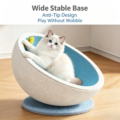 Bowl Shaped Paper Rope Cat Scratcher Bed, Stable Wide Base Cat Nest with Hanging Toy for Indoor Cats