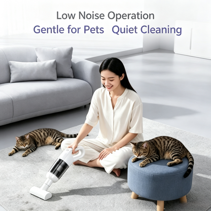 Cordless Handheld Vacuum Cleaner, Portable Rechargeable Pet Hair Vacuum for Home &amp; Car Cleaning, Low‑Noise Hand Vac with Multiple Attachments