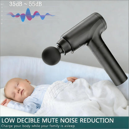 Deep Tissue Massage Gun for Athletes - Quiet Percussion Massager, 10 Heads, Black