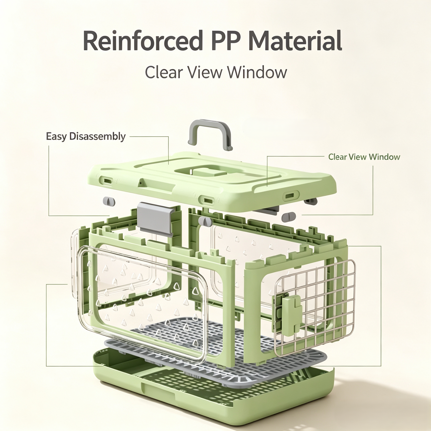 Collapsible Pet Travel Carrier, Hard‑Shell Foldable Cat Dog Crate, Portable Airline‑Approved Pet Kennel for Travel Car Vet Visit