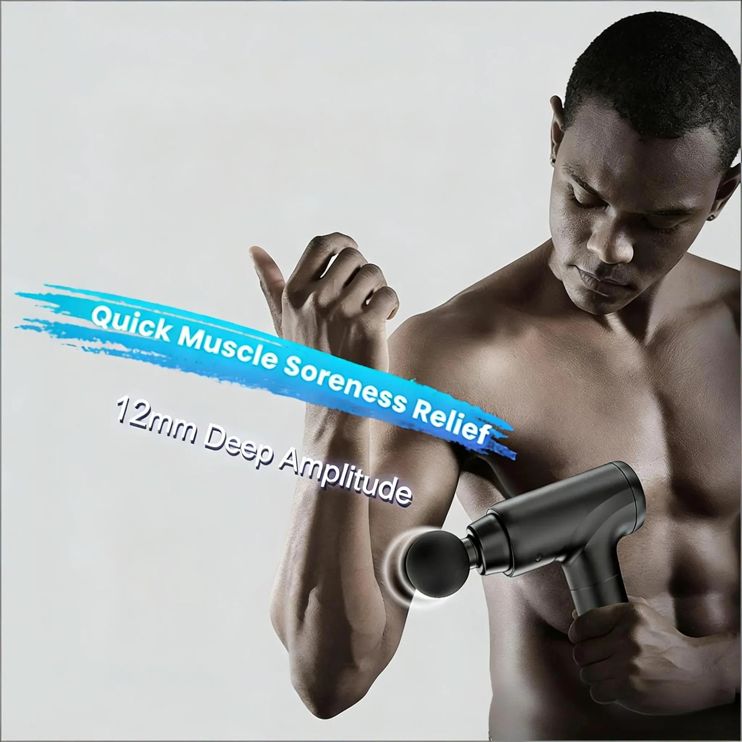 Deep Tissue Massage Gun for Athletes - Quiet Percussion Massager, 10 Heads, Black